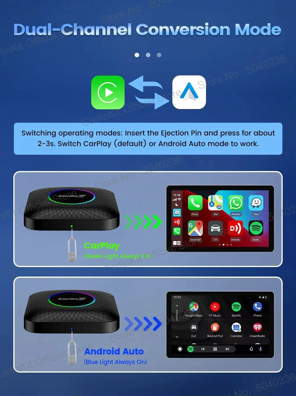 2026 CarlinKit CarPlay AI Box Android 13.0 SM6225 8-Core Android Auto Wireless CarPlay Adapter 2.4+5GGPS 64G 128G FOTA-Upgrade