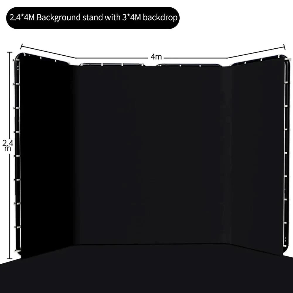 2.4x2.4m Hintergrundrahmen Schwarz/Weiß/Grün/Grau Bildschirmwand Faltbar für Tiktok Live Fotostudio Kit Chromakey Greenscreen-Rahmen