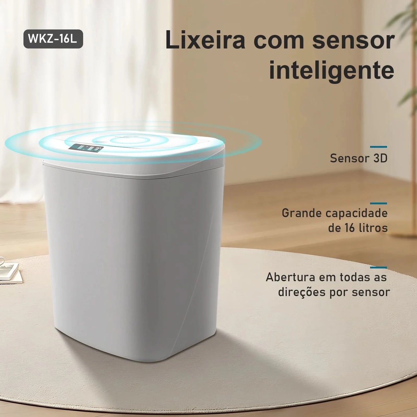 Automatischer Sensor-Mülleimer, Abfalleimer, Mülleimer, Plastik-Mülleimer, Küche, Wohnzimmer, Haushaltskapazität