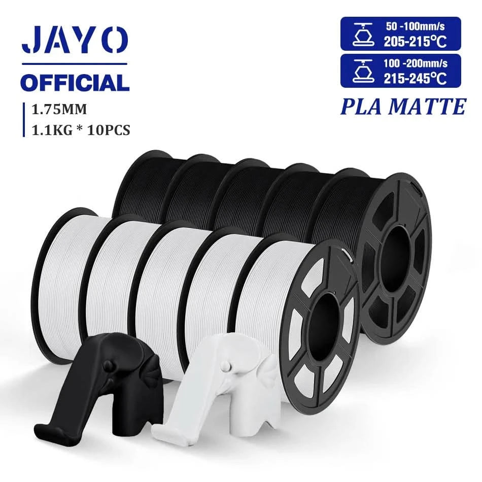 JAYO 3D Filament 1.75mm PLA / PLA Plus / PLA Meta/ Seiden-PLA+/PLA Matt 3D-Drucker-Filament 1.1KG Für FDM Multicolor Set 10 Rollen
