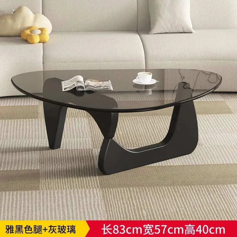 Modern simple creative round coffee table household small apartment living room tempered glass coffee table Internet celebrity