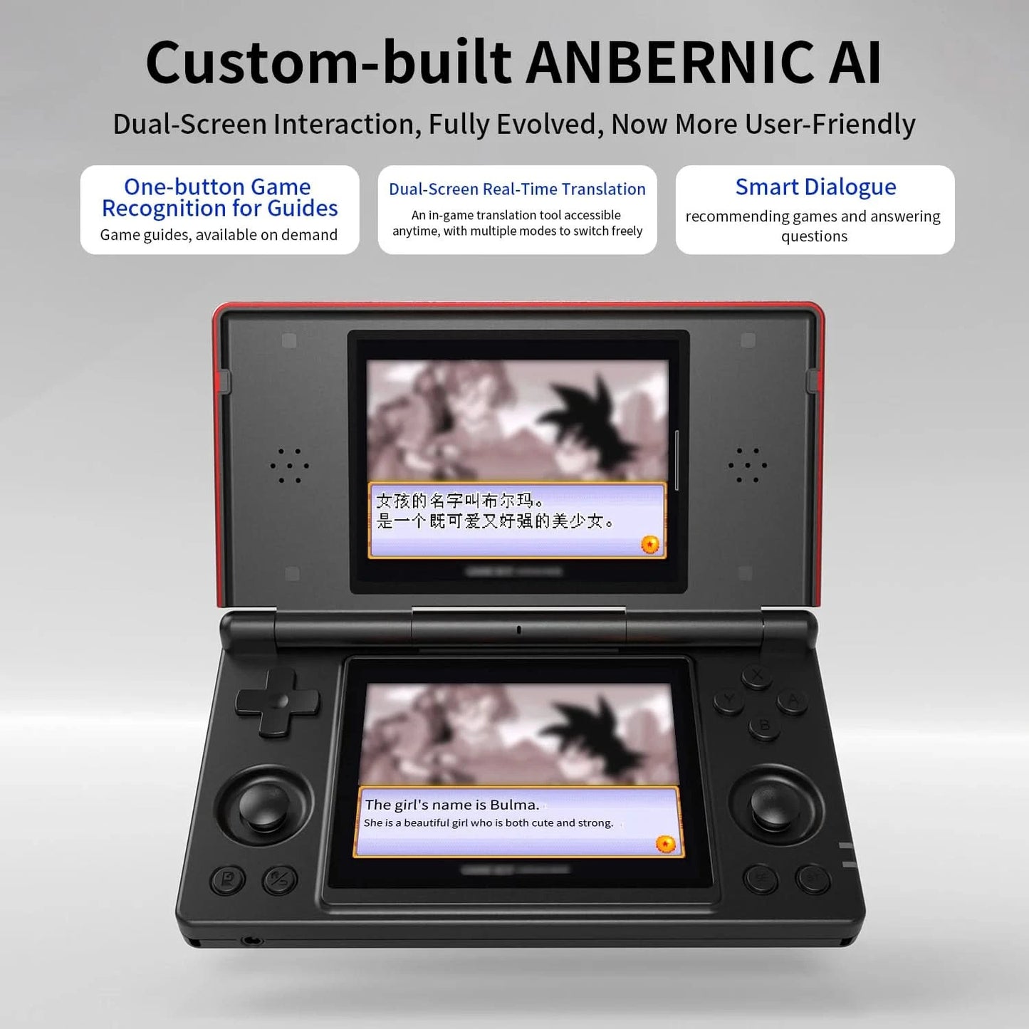 ANBERNIC RG DS Handheld-Spielekonsole 4" IPS Multi-Touchscreen Android RK3568 64-Bit 4000mAh Dual-Screen Flip-Videospieler