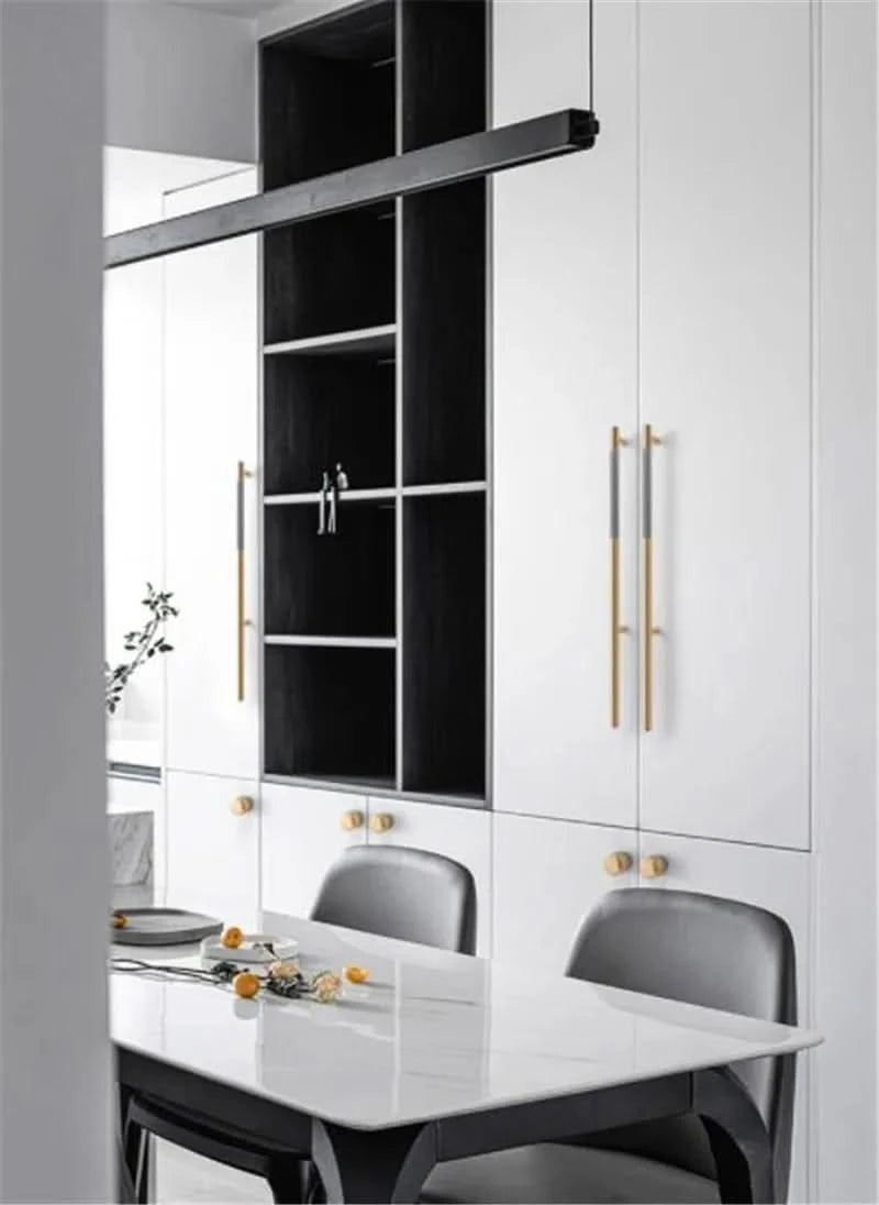 KK&FING Aluminium Knurled Handle Furniture Gold Cabinet Knobs Long Handles Kitchen Cupboard Drawer Knobs Dold Knobs And Pulls
