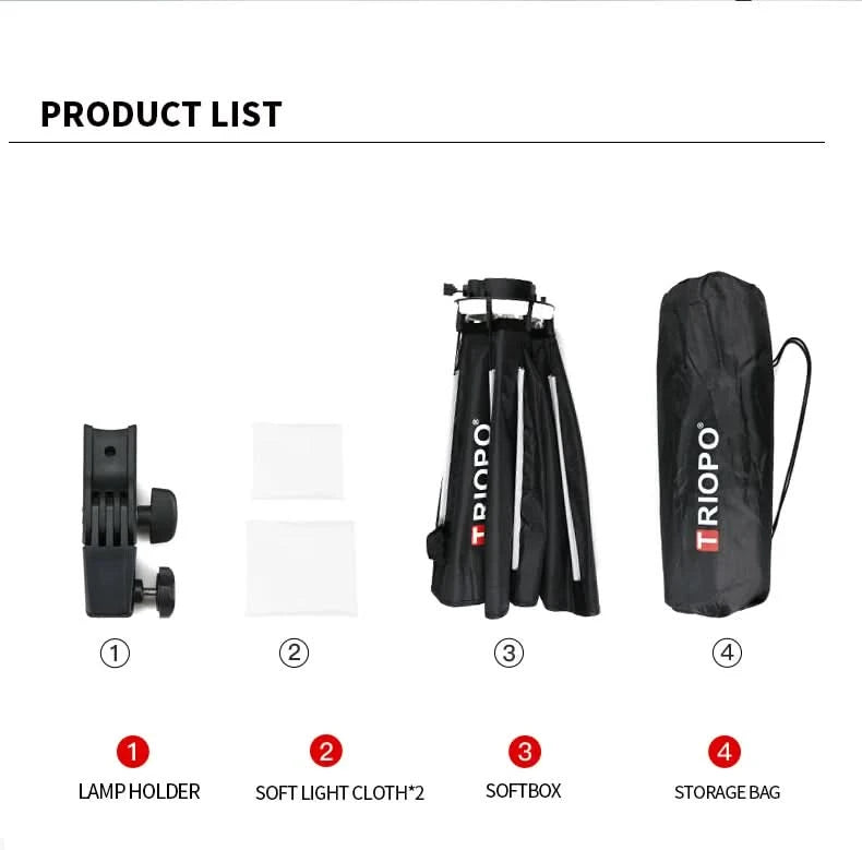 TRIOPO 55cm 65cm 90cm 120cm Foldable Octagon Softbox Tripod Grip for Godox V860III V1 AD200Pro Yongnuo Speedlite Flash Light