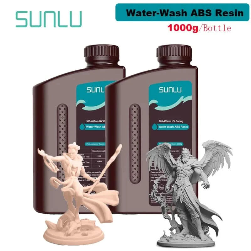 SUNLU 2KG Wasserwaschbares / Wasserwaschbares ABS-Harz Harz 1000G/Flasche 405nm Schnelles UV-härtendes Photopolymerharz für LCD-3D-Druck