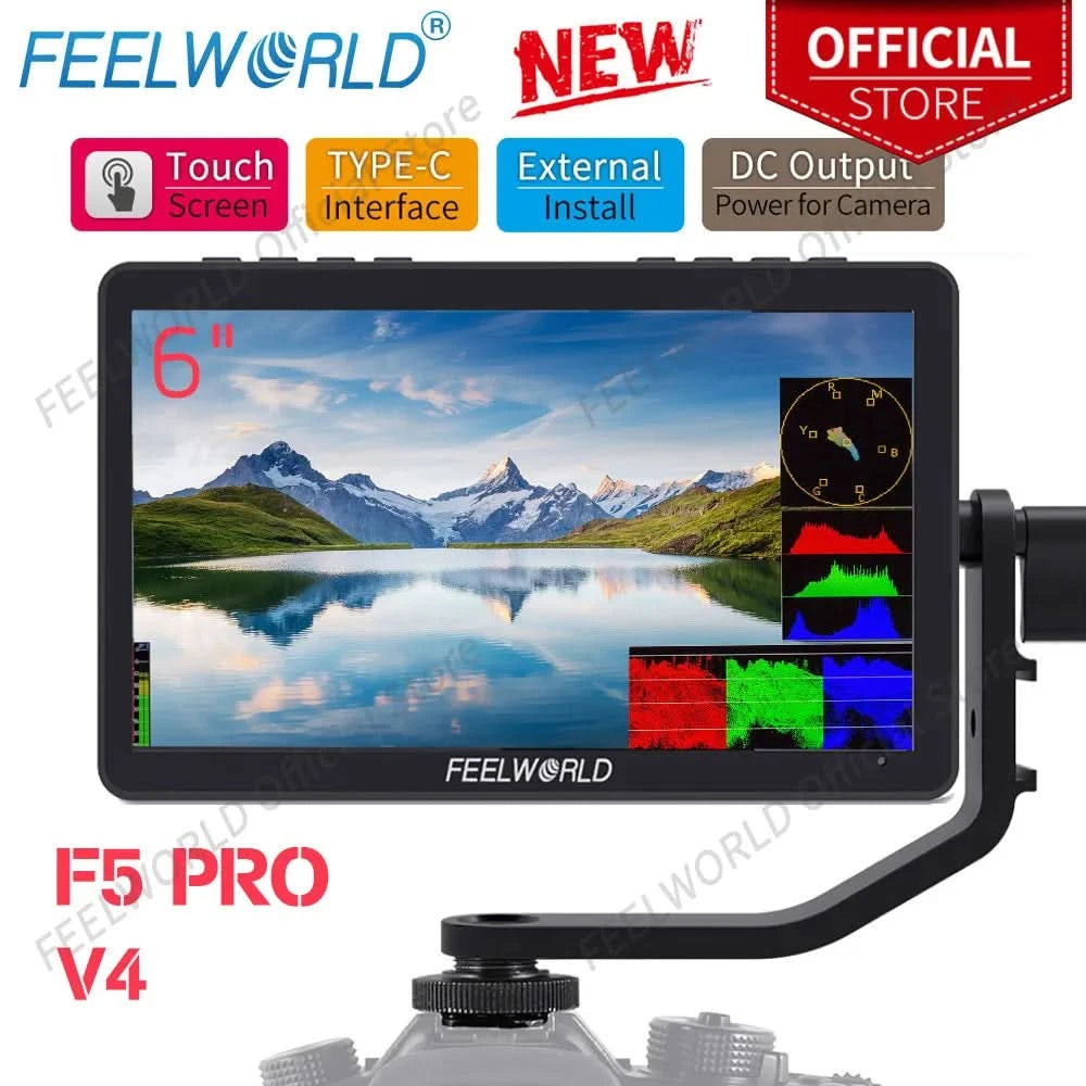 FEELWORLD F5 Pro V4 6 Zoll DSLR-Kamera-Feldmonitor Touchscreen 3D LUT FHD1920 1080 4K HDMI Video Fokusassistent für Gimbal