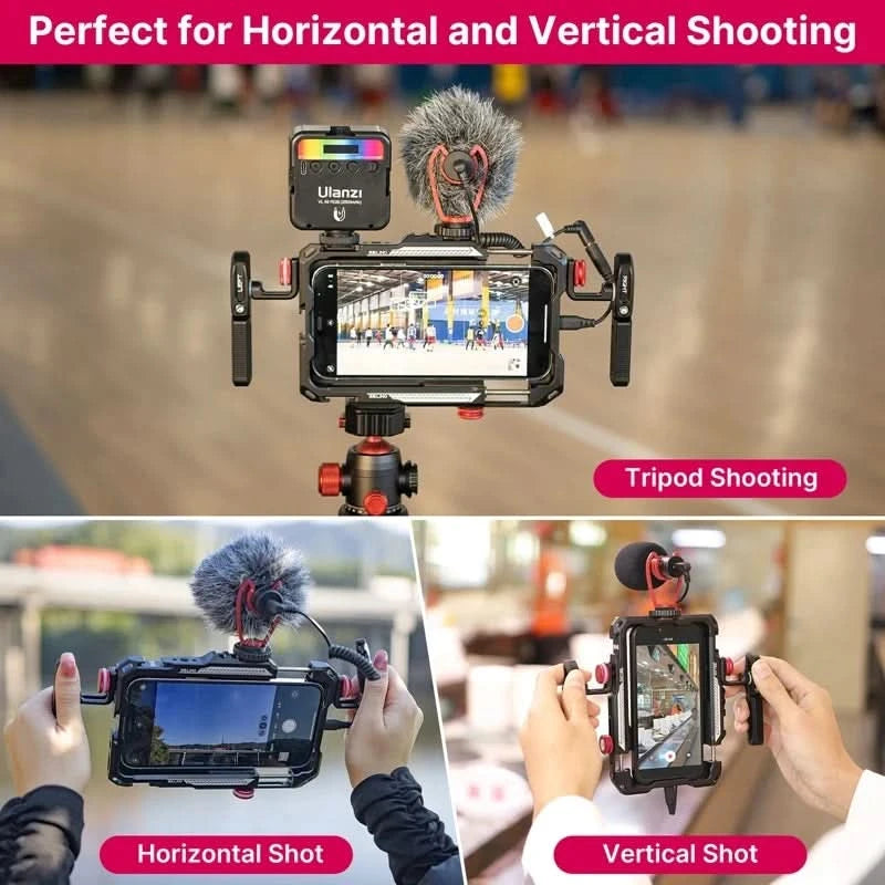 Ulanzi Lino Smartphone-Cage für iPhone 16 15 14 13 12 X XR XS Max Mini/Pro/Pro Max Smartphone-Griff Telefon-Vlog-Video