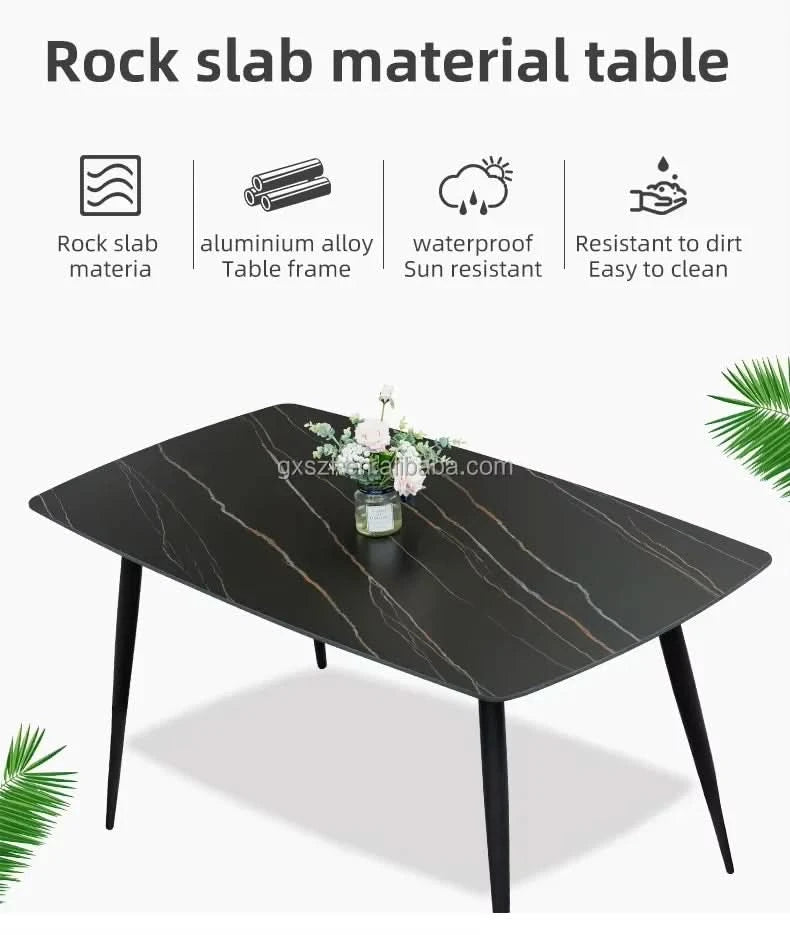 Home Furniture 120cm Rock Plate Dining Table Leisure Rectangular Table Kitchen Dining Table Light Luxury Apartment Table