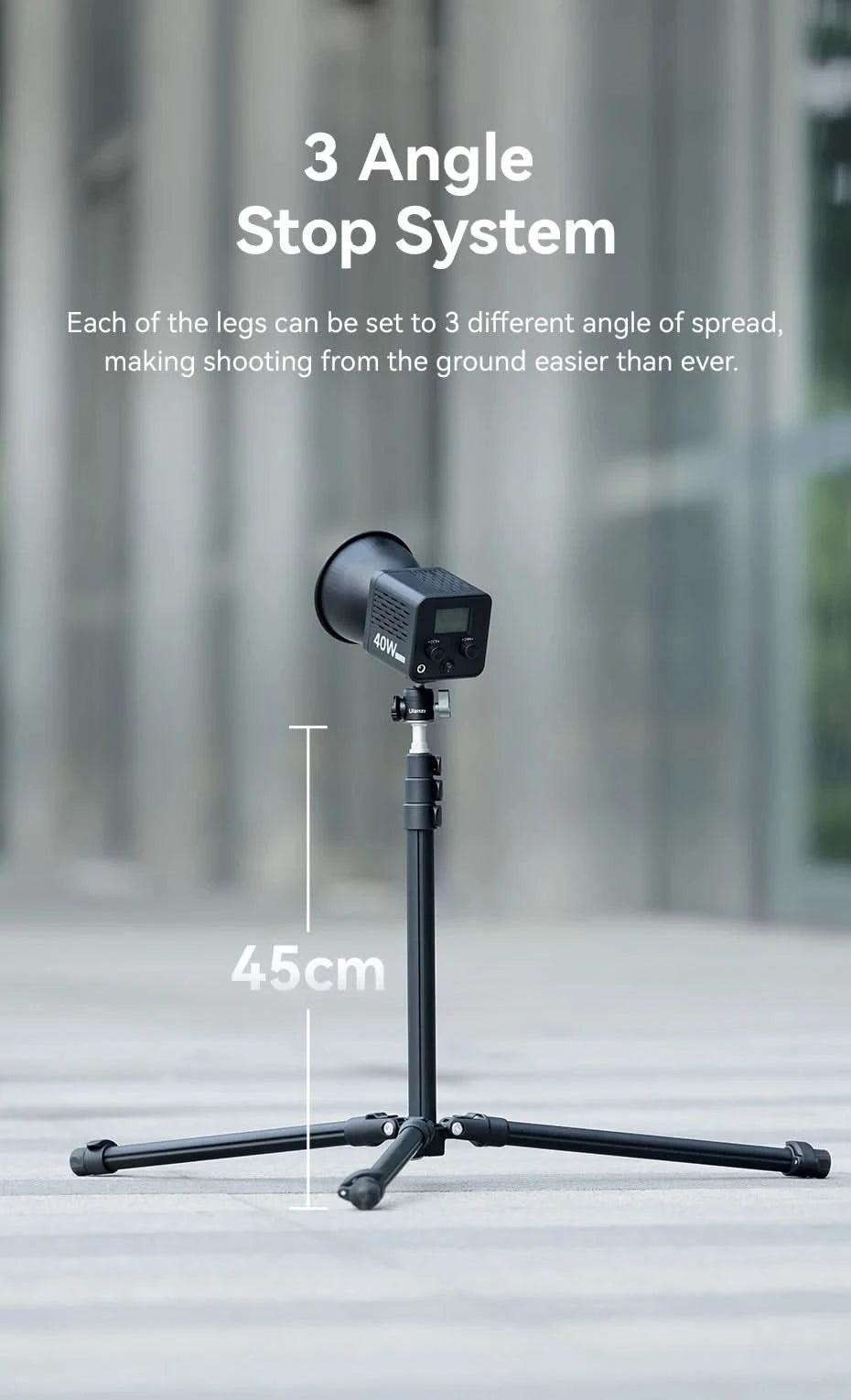 Ulanzi TT43 Reversible Leg Light Stand 1.9m Foldable Portable Light Stand Tripod for Max Load 3kg for DSLR Camera Smartphone