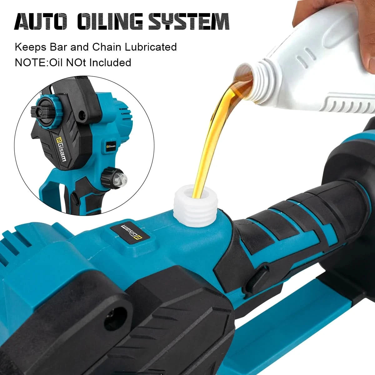 Gisam 8 Inch Brushless Electric Chainsaw Cordless Electric Saw Woodworking Garden Pruning Saw Tool For Makita 18V Battery Pins