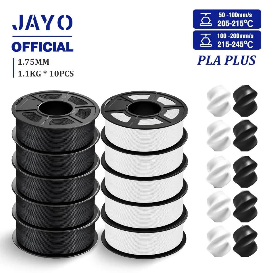 JAYO 3D Filament 1.75mm PLA / PLA Plus / PLA Meta/ Seiden-PLA+/PLA Matt 3D-Drucker-Filament 1.1KG Für FDM Multicolor Set 10 Rollen