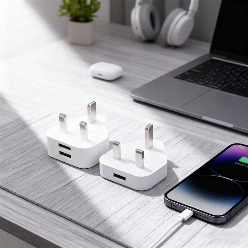 HUAHUA2025 NEU 1 Stk. Dual Port Schnellladegerät 5 V/2,1 A, UK 3-Pol Wandadapter für Telefone & Tablets, Multi-Geräte USB Lade-Hub
