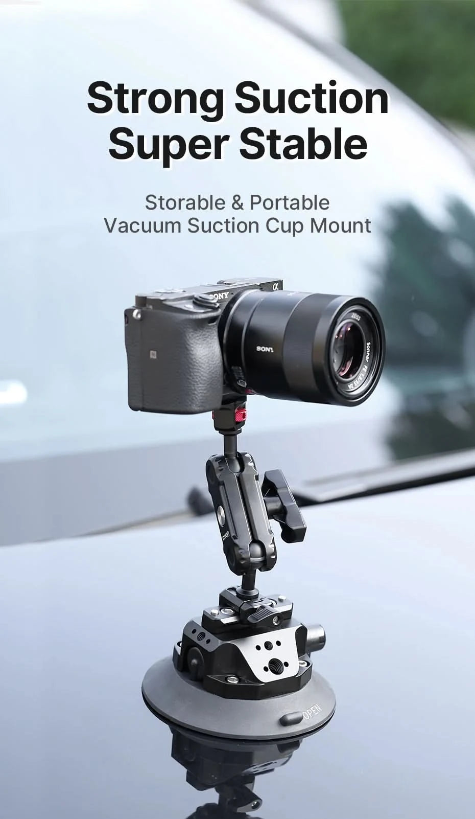 Ulanzi Auto-Handy-Action-Kamerahalter Handpumpe 360° Saugnapf verstellbar professionell für GoPro für Insta360 für DJI Action