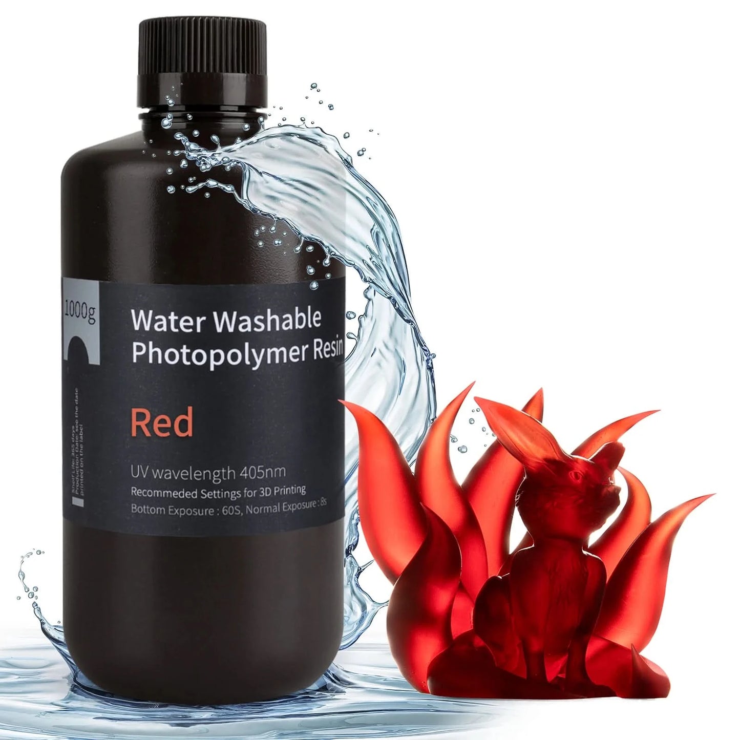 ELEGOO Water Washable 3D Druckerharz LCD UV-härtendes Harz 405nm Standard Photopolymerharz für LCD 3D-Druck 1000g 8 Farben