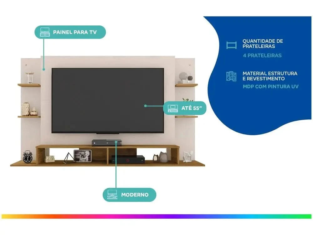 TV-Paneel für TVs bis 55 Zoll Caemmun Domain 4 Ablagen