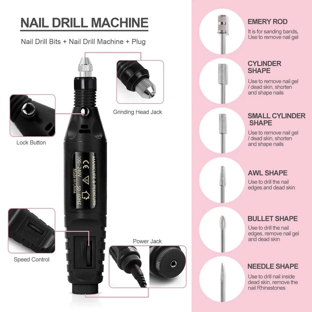 Strong Electric Nail Sander Nail Drill Machine Grinding Equipment Milling Cutter For Manicure Pedicure Polishing Tools