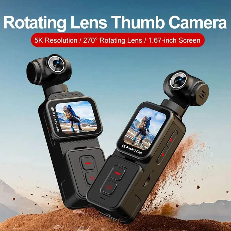 K28 5K Ultra Clear Handheld Action-Kamera 1,69 Zoll Gesichtserkennung Automatische 270°-drehbare Linse Verfolgungsaufnahmen Sport-Daumenkamera
