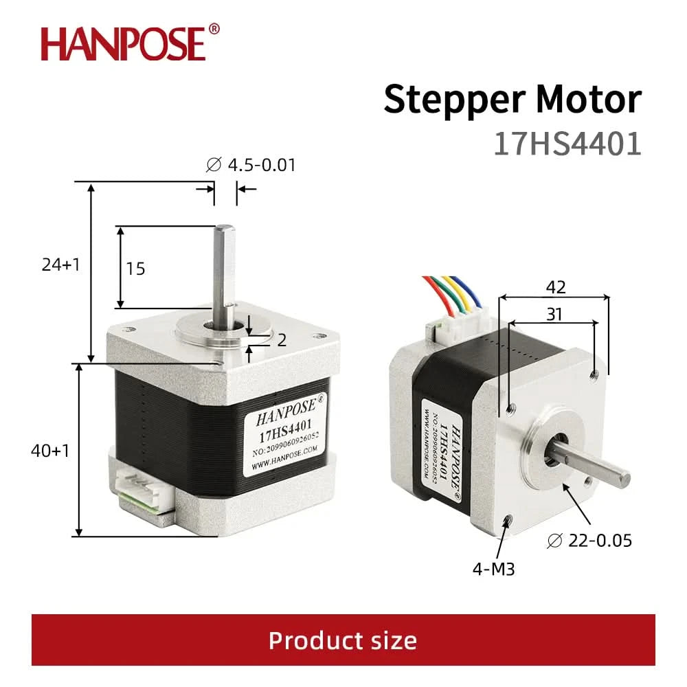 Nema17 Schrittmotor 42 motor42BYGH 1.5A (17HS4401) Motor 4-adrig 40mm für CNC 3D-Drucker 12V Schrittmotor