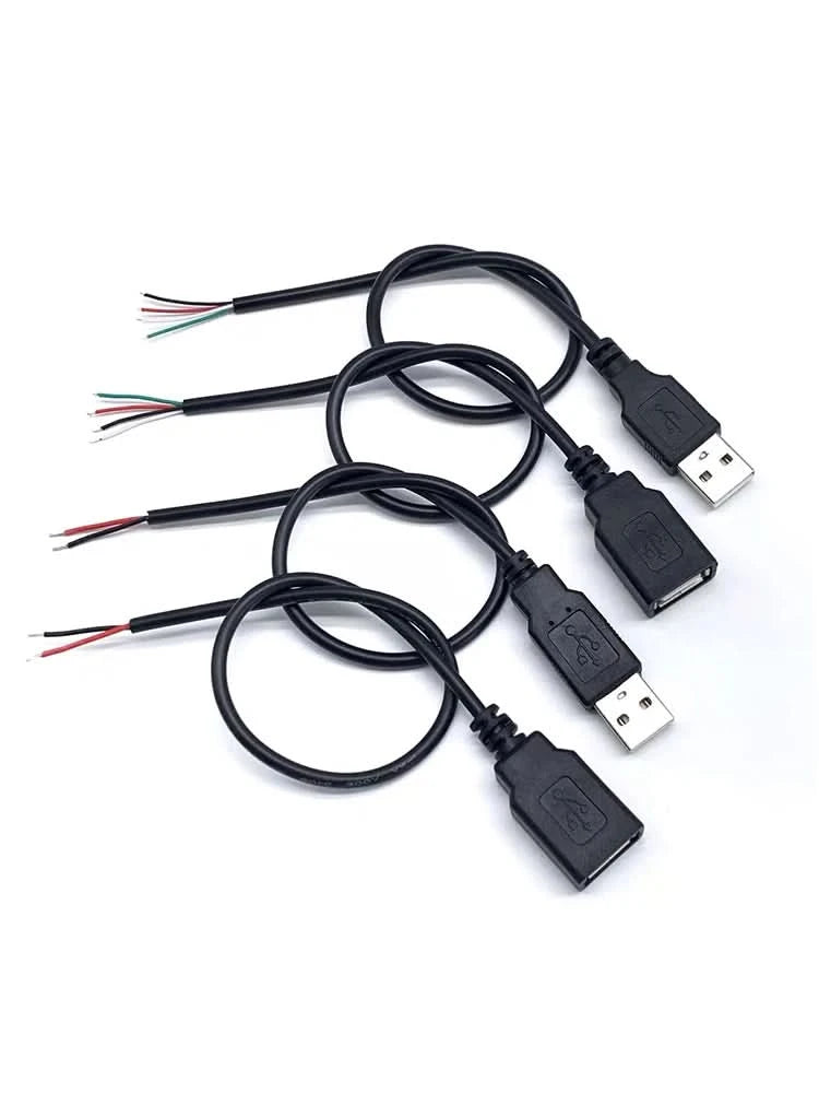 1/5/10pcs 30cm Power Supply Cable 2 Pin USB 2.0 A Female Male 4 Pin Wire Jack Charger Charging Cord Extension Connector DIY 5V
