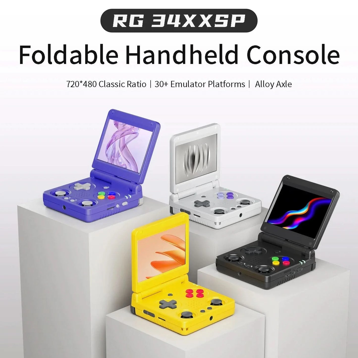 ANBERNIC RG34XXSP Klappkonsole 3,4'' IPS-Bildschirm Linux 64-bit H700 Unterstützt 5G WIFI Videospielkonsolen 256G PSP-Spiele