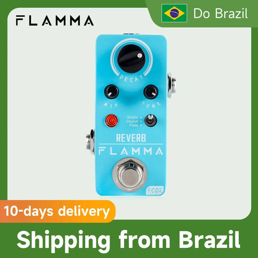 FLAMMA FC02  Electric Guitar Pedal Reverb Effects Pedal with Studio Church Plate Effects True Bypass with Power Supply