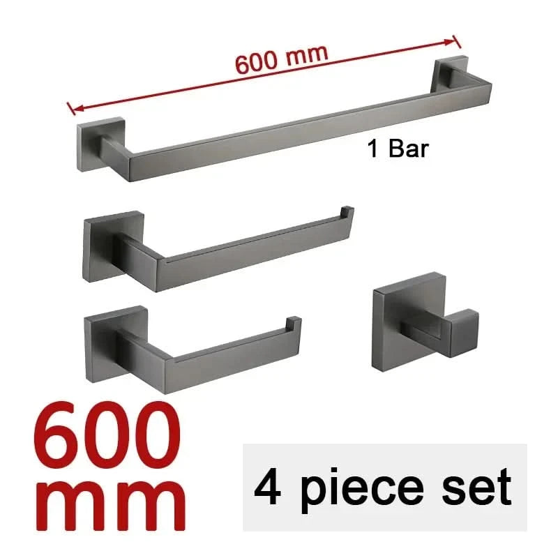 Gunmetal Stainless Steel Bathroom Accessorie Hardware Towel Rack,Toilet Paper Holder, Robe Hook, Towel Bar