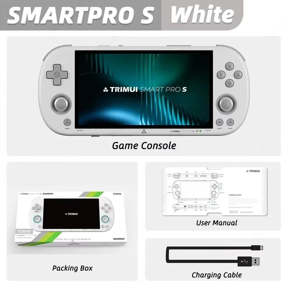 Trimui Smart Pro S Handheld Game Console 4.96'' IPS Screen Linux System Joystick RGB Lighting Retro Video Game Smartpros Gifts