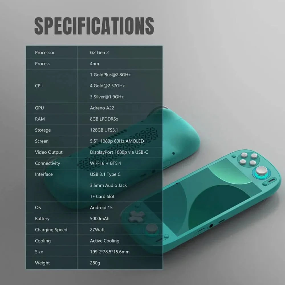 Retroid Pocket G2 Handheld-Spielkonsole Android 15 5,5 Zoll 1080P AMOLED Bildschirm 5000mAh Hall-Effekt Joystick RP G2 Spielekonsole