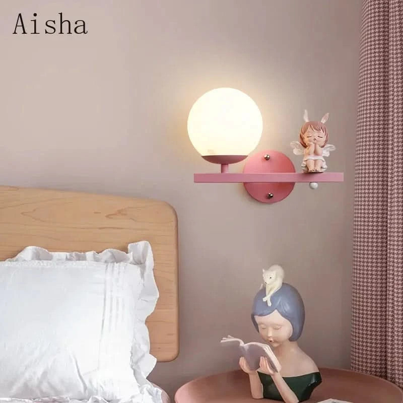 Children's Room Bedside Wall Lamp Girl Boy Wall Art Sconce Creative Cartoon Eye Protection Led Home Decoration Salon Home