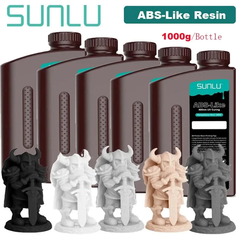 SUNLU 5KG ABS-Like/ Standard / Water-Wash/ 14K High Precision Resin 405nm Rapid UV-Curing Photopolymer Resin 1KG/Bottle
