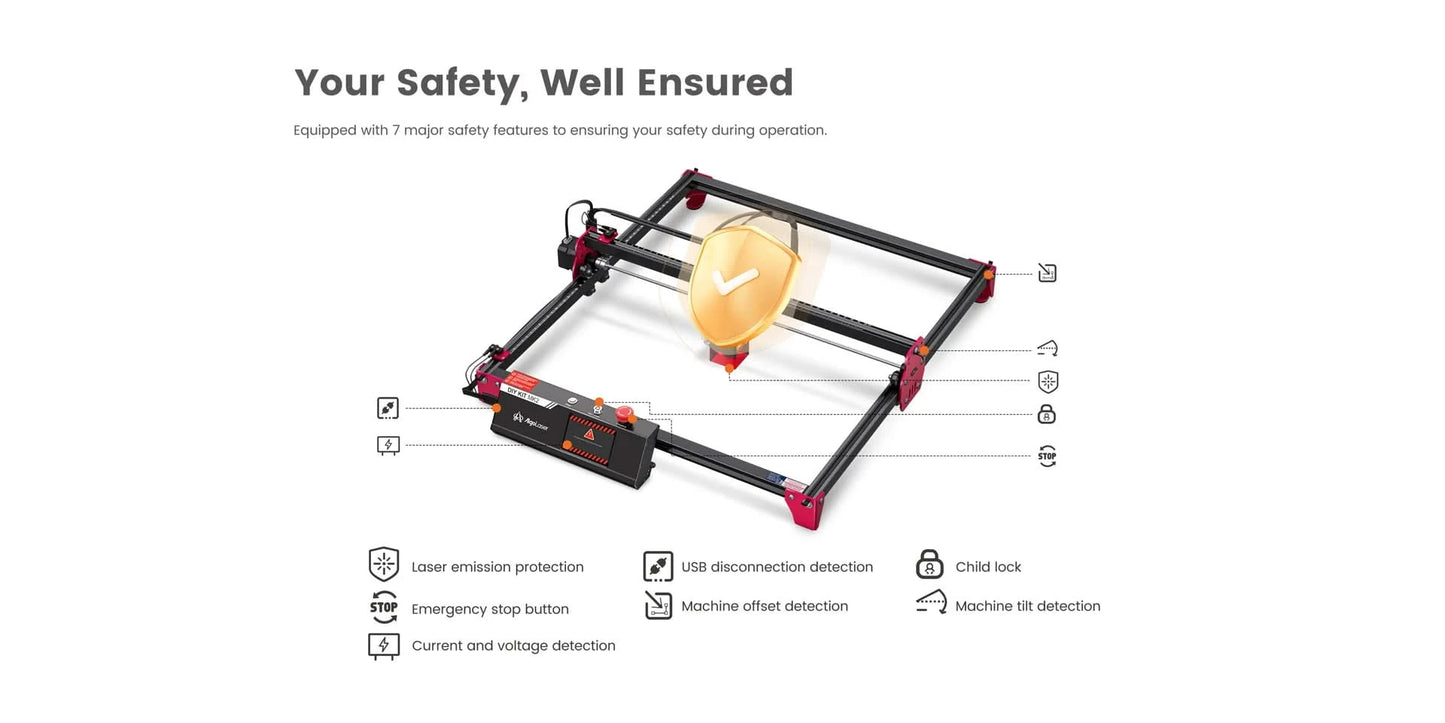 AlgoLaser DIY KIT MK2 10W Lasergravur-Schneidemaschine Touchscreen für Holz Metall 10W Ausgangsleistung Offline-Arbeit 400X435MM