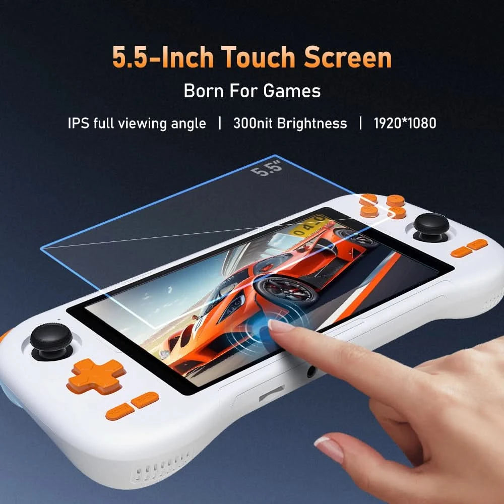 KINHANK K56 Handheld-Spielekonsole 5,5 Zoll Touchscreen 50 Emulatoren für Android 14 PS1/PSP/DC/SS 5000mAh WIFI5 Retro-Game-Player