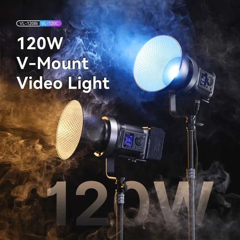 Ulanzi VL-120Bi VL-120C 120W V-Mount Videoleuchte mit kabelloser Steuerung CRI 95+ 2700K-6500K COB Lampe für Innen- und Außenaufnahmen
