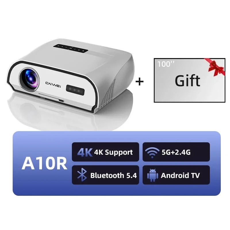 CAIWEI A10R Projektor 4K Android für Zuhause Full HD 1080P Autofokus Wifi 6 3500 ANSI Smart TV Tragbarer Beam-Projektor in Brasilien