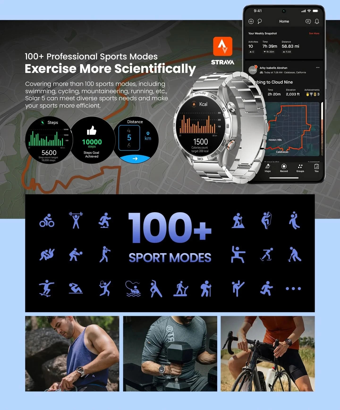 HAYLOU Solar 5 Smartwatch mit Sprachanrufen 1.58'' AMOLED Display 60Hz Smart Watch 24H Gesundheitsüberwachung Sport-Smartwatch für Herren