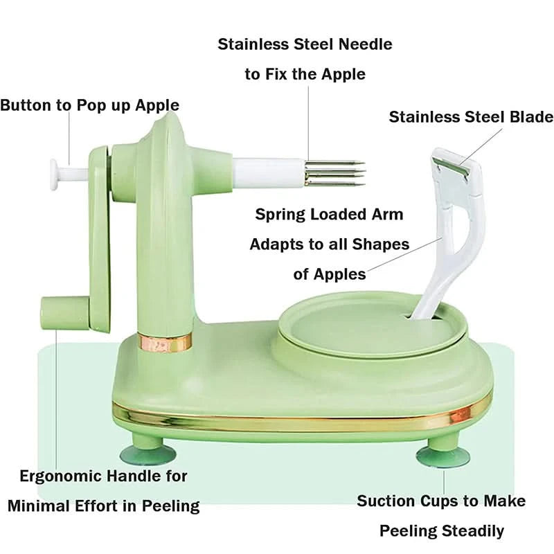 LMETJMA Multi-Function Apple Peeler Rotary Apple Pear Peeler Stainless Steel Apple Mango Potato Peeler with Suction Base JT185