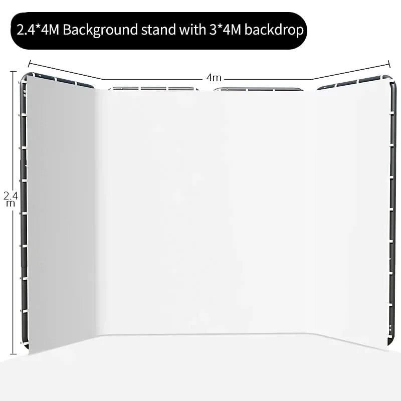 2.4x2.4m Hintergrundrahmen Schwarz/Weiß/Grün/Grau Bildschirmwand Faltbar für Tiktok Live Fotostudio Kit Chromakey Greenscreen-Rahmen