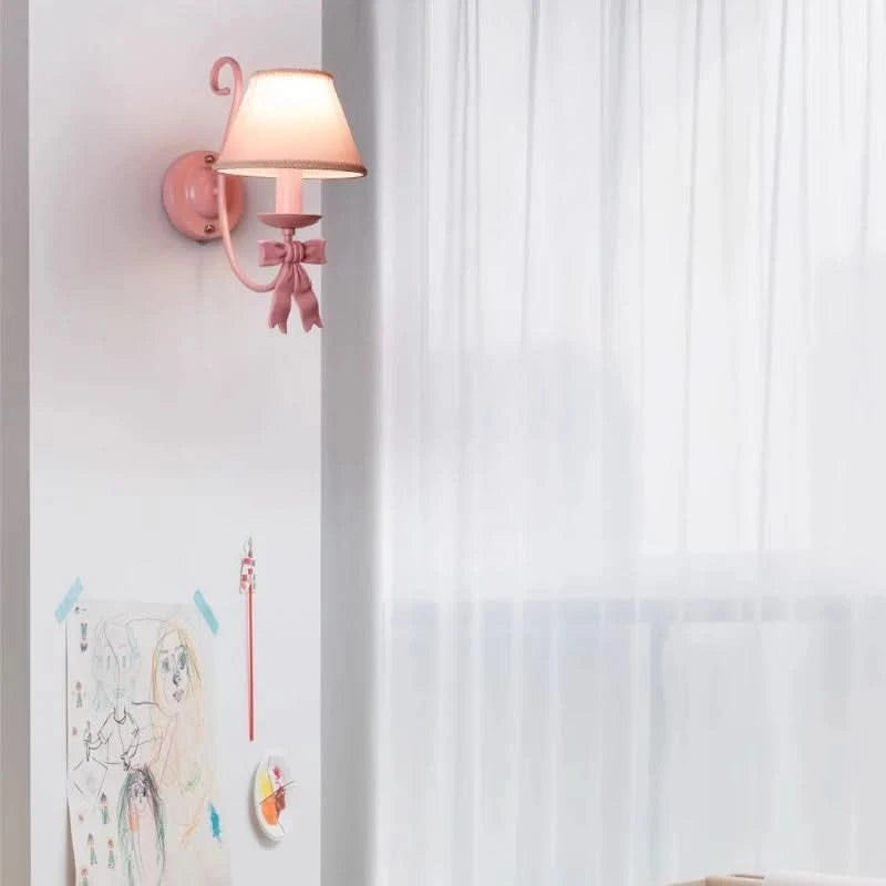 Pink Princess Room Wall Lamps Cute Bow Decor Lamp Modern Romantic Warm Children's Room Girl Bedroom Bedside Wall Hanging Lights