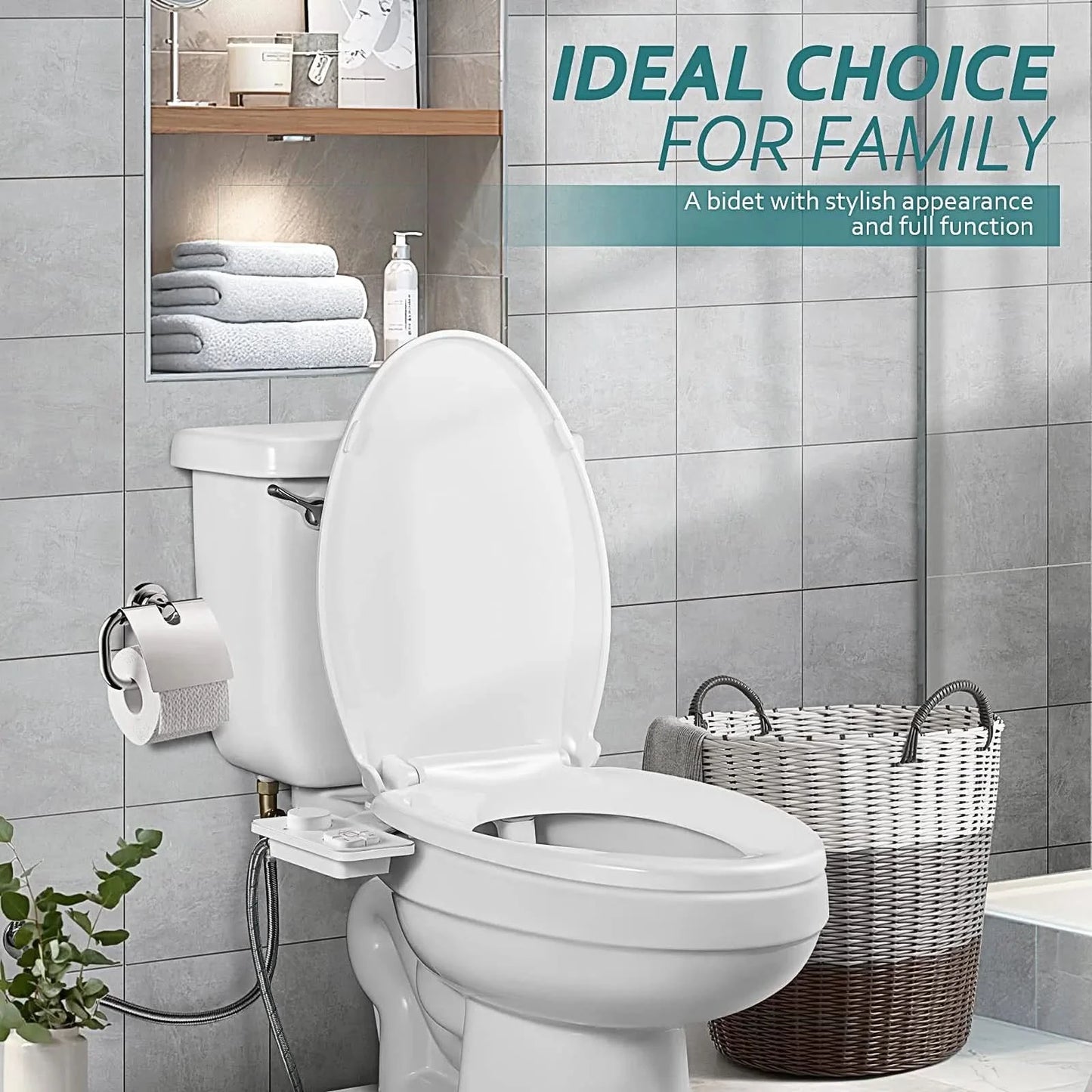 Samodra Toiletten-Bidet-Dusche, ultradünner Bidet-Toilettensitzaufsatz, nicht-elektrischer Bidet-Sprayer, Dual-Düsen, vordere und hintere Reinigung