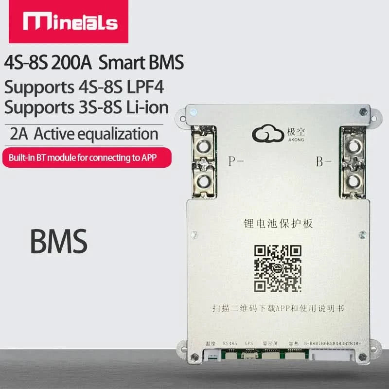 Jikong JK BMS 4S 5S 6S 7S 8S 200A Smart BMS 2A Aktiver Energieausgleich Eingebautes Bluetooth APP Unterstützung LCD 12V 24V 3S BMS