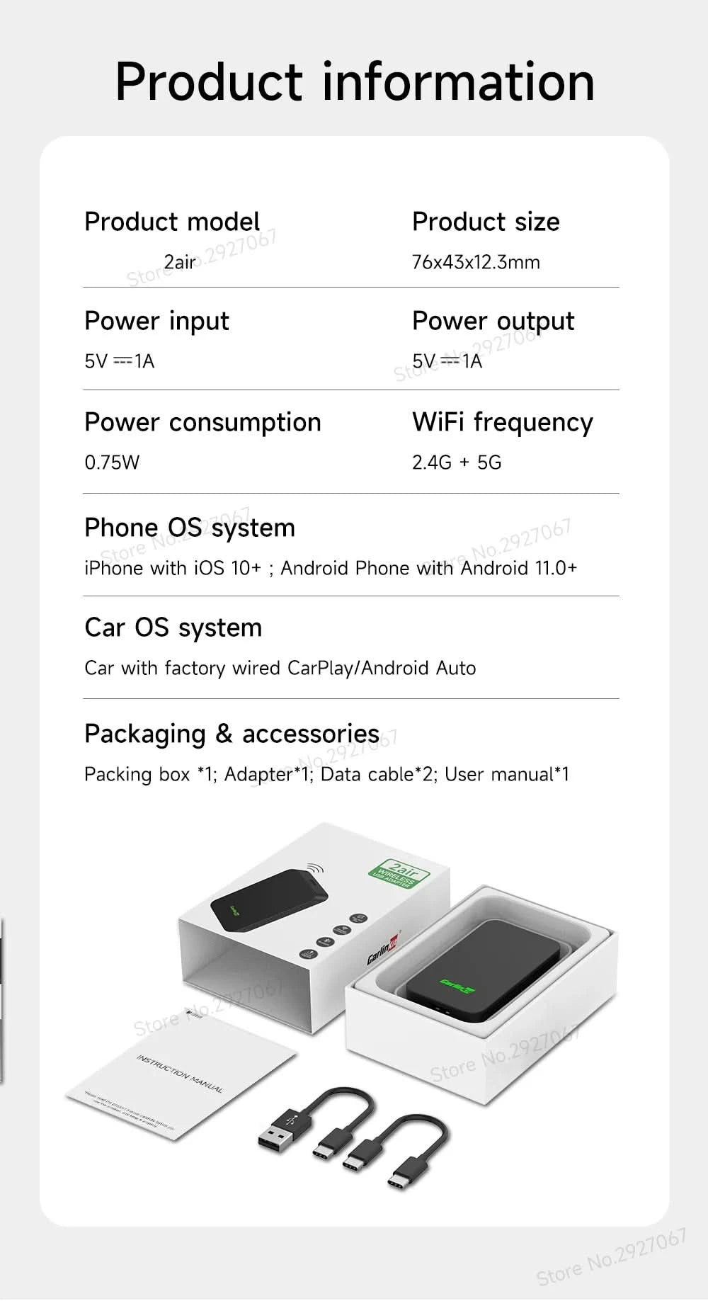 CarlinKit 5.0 4.0 Wireless CarPlay Adapter Android Auto Dongle Multi-Device Supported Wired To Wireless CarPlay Box Automatische Verbindung