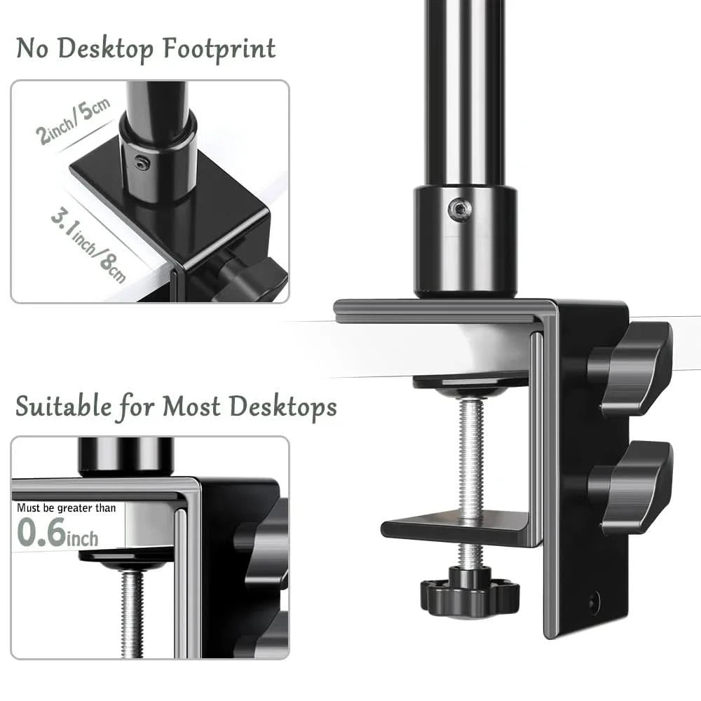 SH C-clamp Light Tripod Desktop Light Stand With 1/4" Ball Head Adjustable Tabletop Bracket Stand For Camera, Ring Light