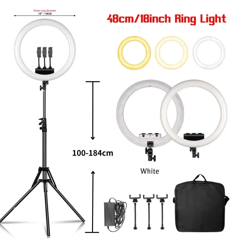 SH 45cm 18 Zoll Ringlicht mit Stativ USB-Lade-Selfie-LED-Lampe Dimmbares Fotolicht für Fotografie Studio
