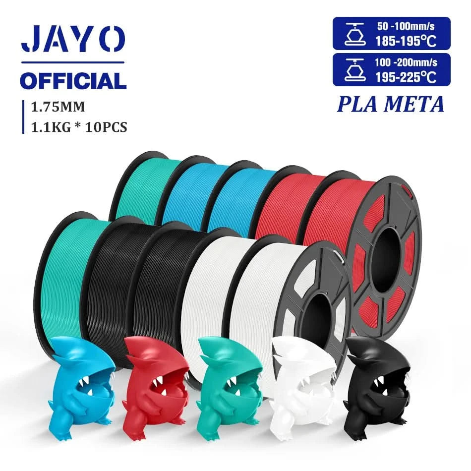 JAYO 3D Filament 1.75mm PLA / PLA Plus / PLA Meta/ Seiden-PLA+/PLA Matt 3D-Drucker-Filament 1.1KG Für FDM Multicolor Set 10 Rollen