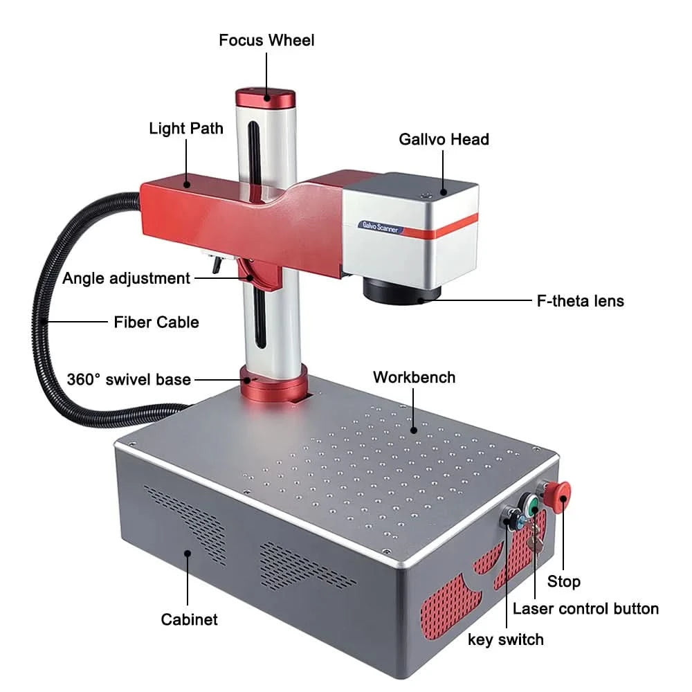 Hunst Kleine Lasermarkiermaschine MAX 30W Tragbare faltbare Mini-Fasergravurmaschine für DIY-Gravurgeschenke Metallgravur