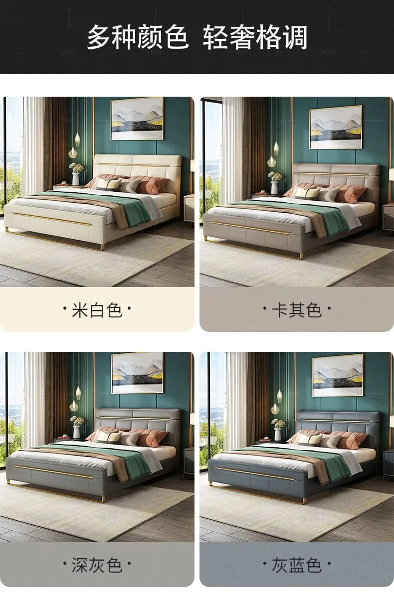 Modern bedroom  minimalist bed bedroom double bed1.8M master bedroom high box marriage bed leather art soft bed