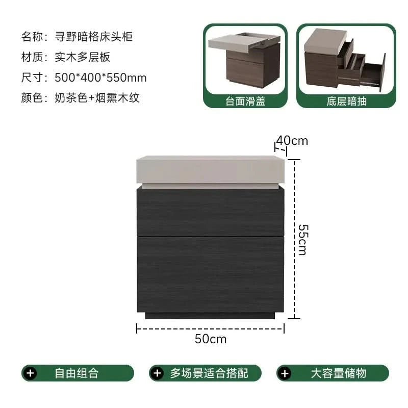 solid wood bedside cabinet multi-functional hidden compartment bedside hidden storage cabinet bedroom locker