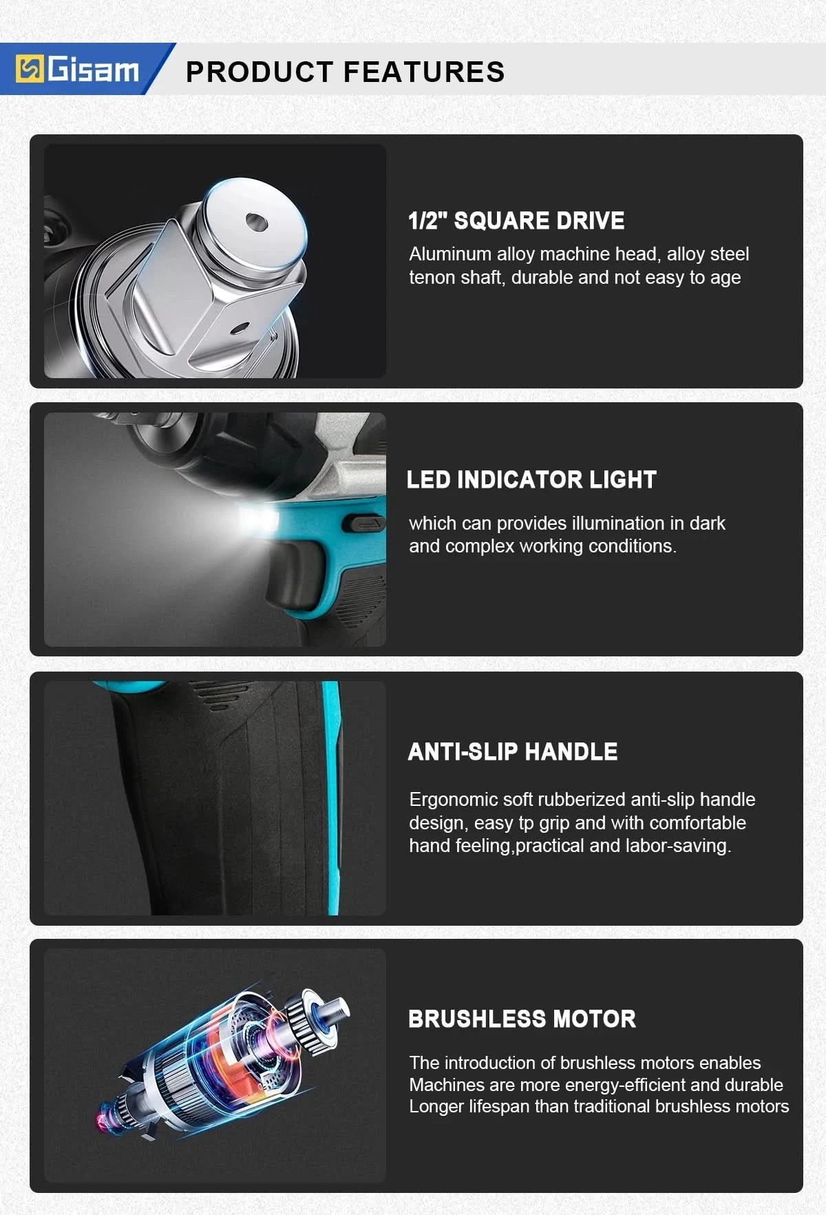 1800N.M Torque Brushless Electric Impact Wrench 1/2 inch Lithium-Ion Battery Cordless Wrench Tools For Makita 18V Battery Pins