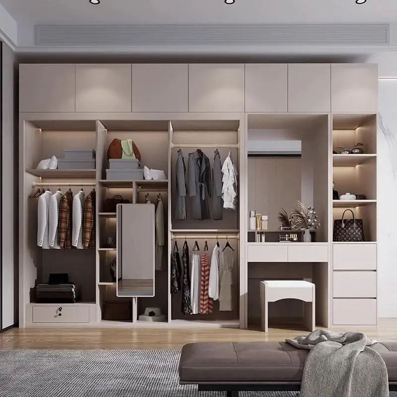 SchiebetürenschrankNordisches modernes Heim-Möbel Schlafzimmer Schreibtisch Kommode in einer Kombination Leichter Luxus-Eckkleiderschrank Möbel