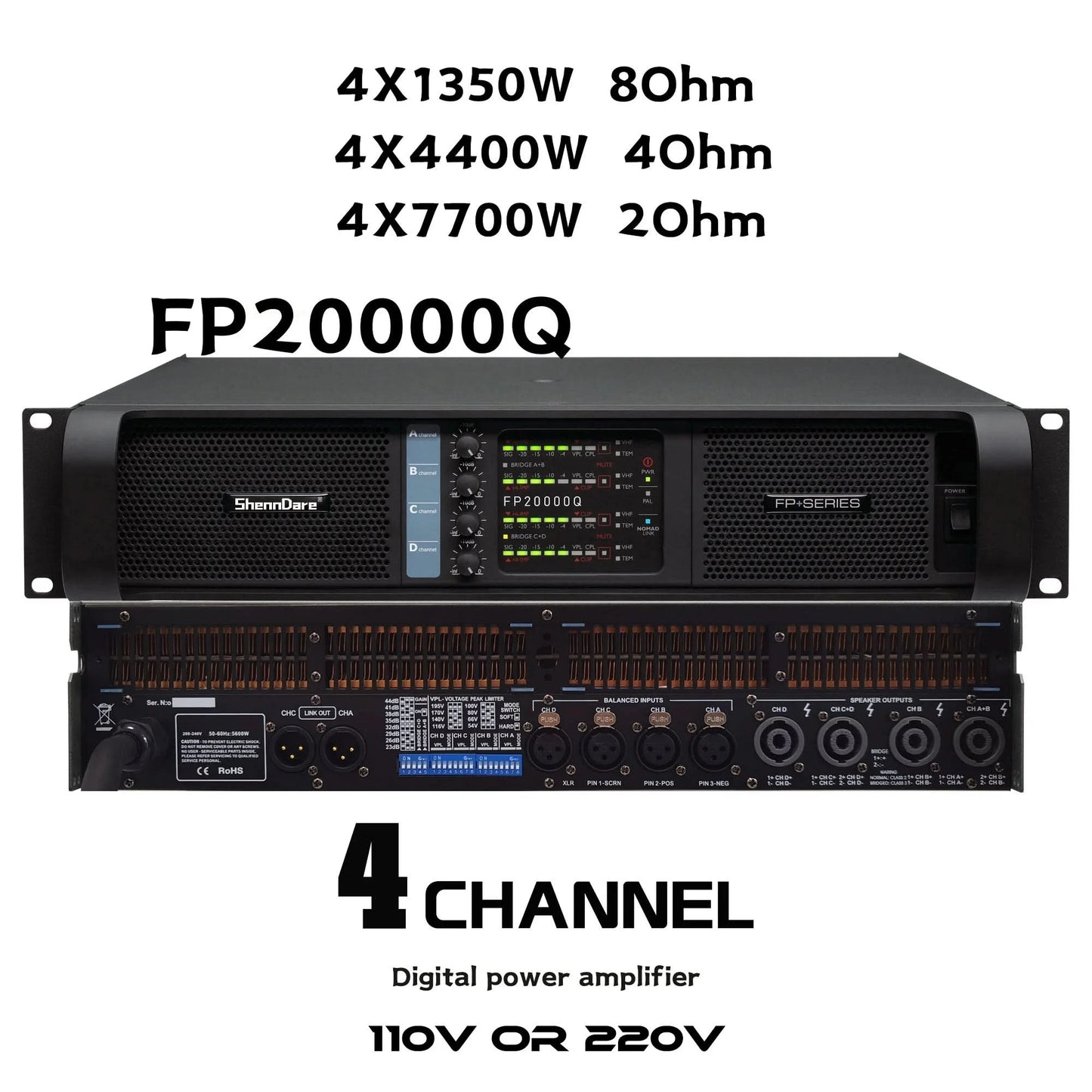 Original brand LOGO FP10000Q Professional Digital Power Amplifier 1x1350W 8OHM High Power Subwoofer Amplifier Line Array Speaker